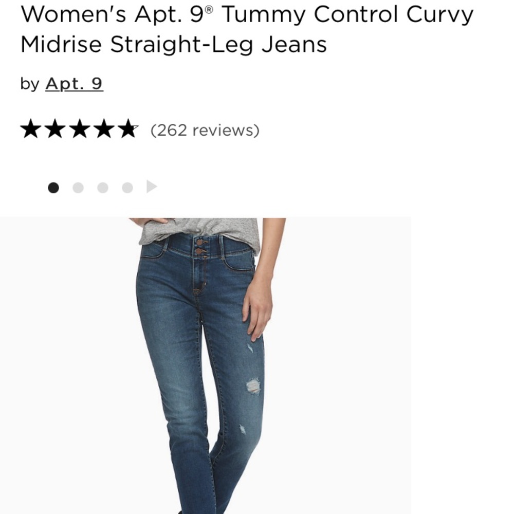 Womens Apt.9 Tummy Control Curvy mid-rise straight leg jeans size 12 short